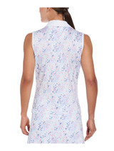 Ben Hogan Women's Ditsy Dot Floral Sleeveless Polo - Bright White