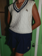 Walker Golf Things Women's Classic Cable Knit Vest - Ecru/Navy