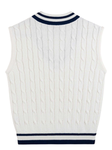 Walker Golf Things Women's Classic Cable Knit Vest - Ecru/Navy