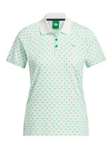 adidas Originals Womens All Over Trefoil Polo - Court Green/Chalk White