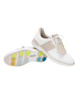 G/FORE Women's GALLIVAN2R Side Stripe Kiltie Golf Shoes - Snow/Stone