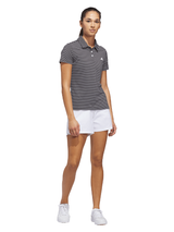 adidas Womens Performance Stripe Short Sleeve Polo Shirt - Black