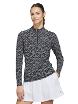 adidas Womens Ultimate365 Printed Quarter-Zip Mock - Lucid Ray Blue