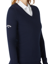 Callaway Women's V-Neck Merino Sweater - Dark Navy