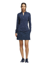 adidas Women's Ultimate365 Cool Feeling Printed 1/4-Zip Mock Top - Navy