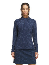 adidas Women's Ultimate365 Cool Feeling Printed 1/4-Zip Mock Top - Navy