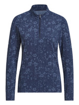 adidas Women's Ultimate365 Cool Feeling Printed 1/4-Zip Mock Top - Navy