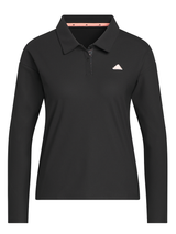 adidas Womens Climacool 3-Stripes Long Sleeve Polo - Black