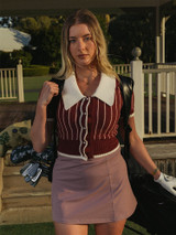 Walker Golf Things Womens Riviera Knitted Polo - Maroon/Pink