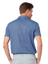 Original Penguin Geo Houndstooth Printed Polo - Blue Depths