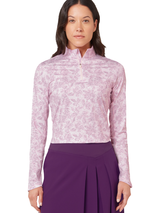Callaway Women's Abstract Floral LS Sun Protection Top - Cherry Blossom