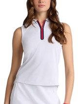G/FORE Women's Contrast Tech Piqué Sleeveless Polo - Snow/Lava