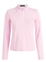 G/FORE Women's Silky Tech Nylon Long Sleeve 1/4 Zip Polo - Blush