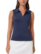 TravisMathew Women's Skyloft Light SL Polo - Heather Navy Blazer