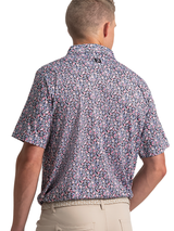 FootJoy Meadow Print Lisle Polo Shirt - Pink Pop/White