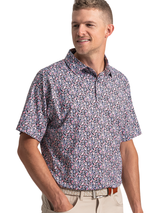 FootJoy Meadow Print Lisle Polo Shirt - Pink Pop/White
