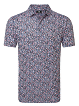 FootJoy Meadow Print Lisle Polo Shirt - Pink Pop/White