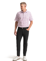 FootJoy Watercolor Floral Print Pique Polo Shirt (Athletic Fit) - White/Pink