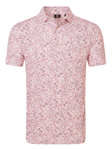 FootJoy Watercolor Floral Print Pique Polo Shirt (Athletic Fit) - White/Pink