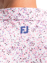 FootJoy Watercolor Floral Print Pique Polo Shirt (Athletic Fit) - White/Pink