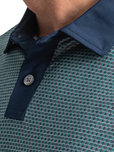 FootJoy Texture Check Lisle Polo Shirt (Athletic Fit) - Navy/Field Green