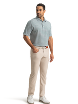 FootJoy Shadow Stripe Lisle Polo Shirt - White/Field Green/Navy