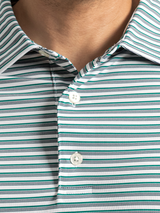 FootJoy Shadow Stripe Lisle Polo Shirt - White/Field Green/Navy