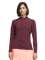 adidas Women's Ultimate365 Cool Feeling Printed 1/4-Zip Mock Top - Maroon