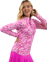 IBKUL Yesenia Long Sleeve Mock Neck Top - Hot Pink