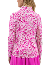 IBKUL Yesenia Long Sleeve Mock Neck Top - Hot Pink