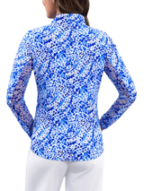 IBKUL Yesenia Long Sleeve Mock Neck Top - Blue