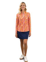IBKUL Robin Long Sleeve Mock Neck Top - Watermelon Multi