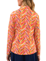 IBKUL Robin Long Sleeve Mock Neck Top - Watermelon Multi