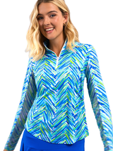 IBKUL Robin Long Sleeve Mock Neck Top - Peri Multi