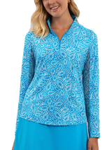 IBKUL Gladis Long Sleeve Mock Neck Top - Turquoise