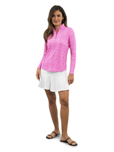 IBKUL Amani Long Sleeve Mock Neck Top - Hot Pink/White
