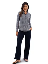 IBKUL Amani Long Sleeve Mock Neck Top - Black/White