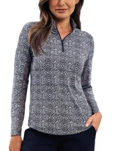IBKUL Amani Long Sleeve Mock Neck Top - Black/White