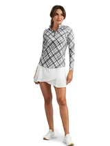 IBKUL Tony Plaid Print Long Sleeve Mock Neck Top - Black/White