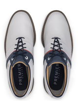 FootJoy Premiere Packard LX Golf Shoes - White/China Blue/Nantucket Red