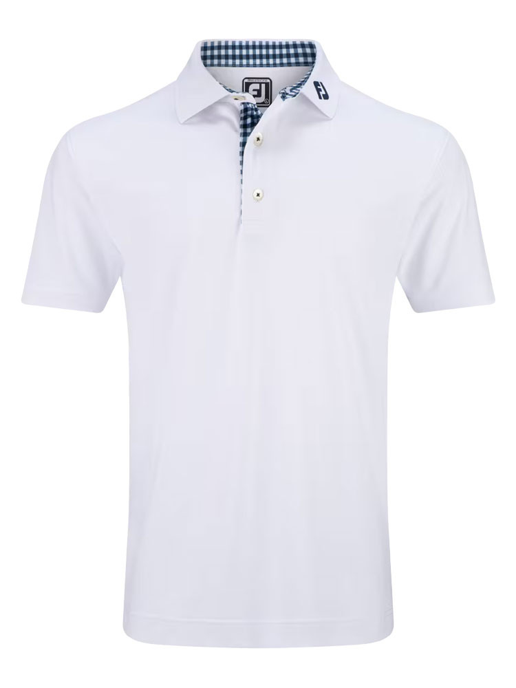 Golf Clothing Footjoy Polo Shirt FootJoy Pique Solid Gingham Trim