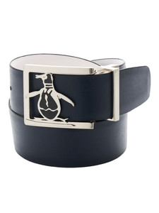 Original Penguin Reversible Leather Golf Belt With Pete Buckle - Caviar