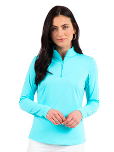 IBKUL Solid Long Sleeve Mock Neck Top - Seafoam