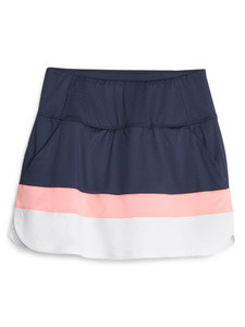 Puma Women's PWRMESH Colourblock Golf Skort - Navy Blazer/Koral Ice