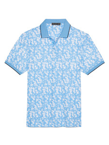 G/FORE Blossom Rib Collar Tech Jersey Slim Fit Polo - Cielo