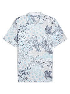 Puma CLOUDSPUN Bloom Camo Golf Polo - White Glow/Silver Sky
