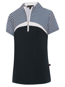 Birdee Sport Women's Cortez Team Short Sleeve Zipper Top - White/Navy