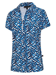 Birdee Sport Women's Curves Short Sleeve Zipper Top - Blue/White