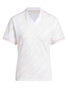 adidas Womens Go-To Printed Polo Shirt - White/Powder Coral