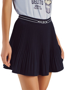Malbon Womens Valentina Pleated Skirt - Navy
